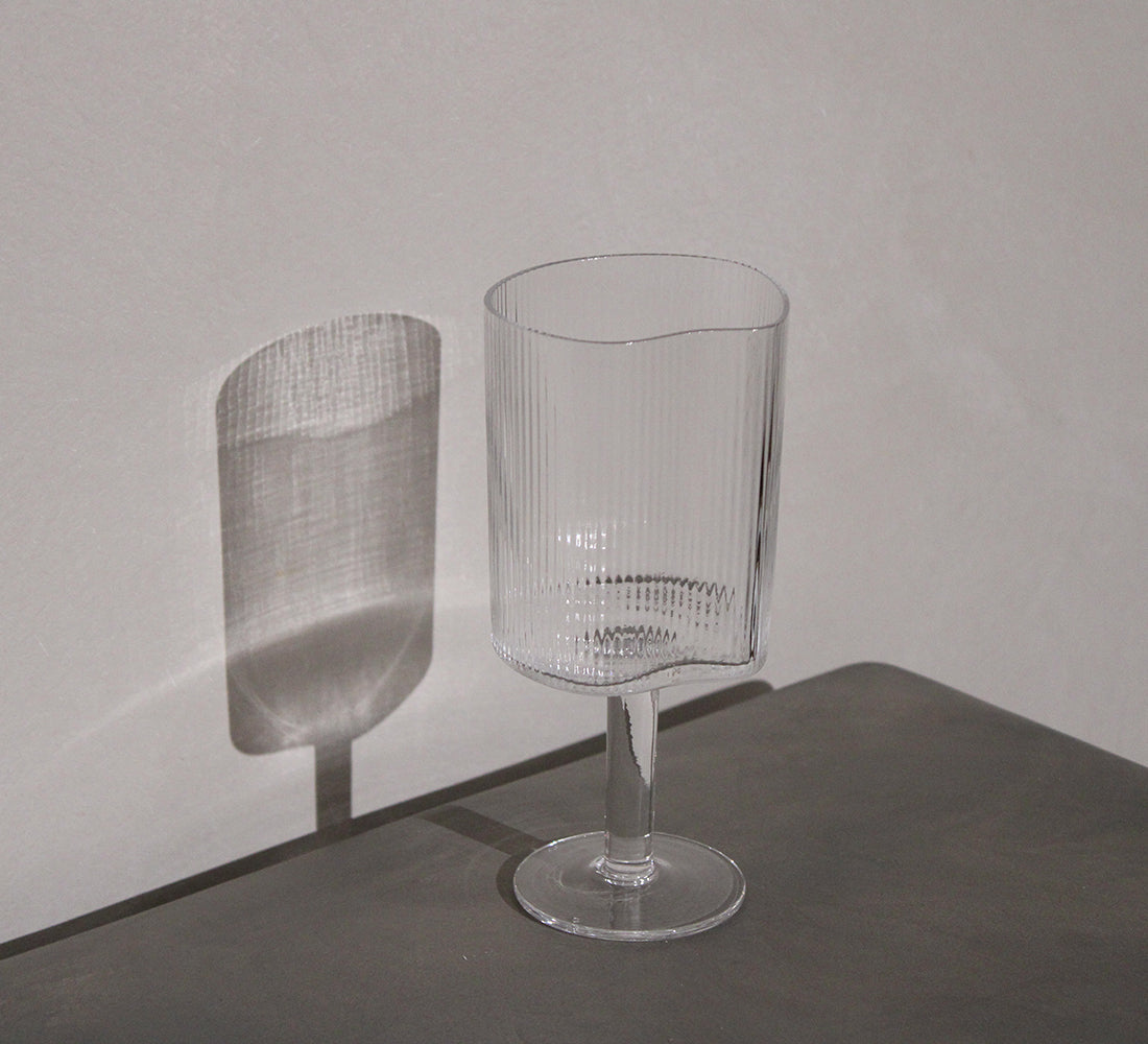 Rippled Red Wine Glass