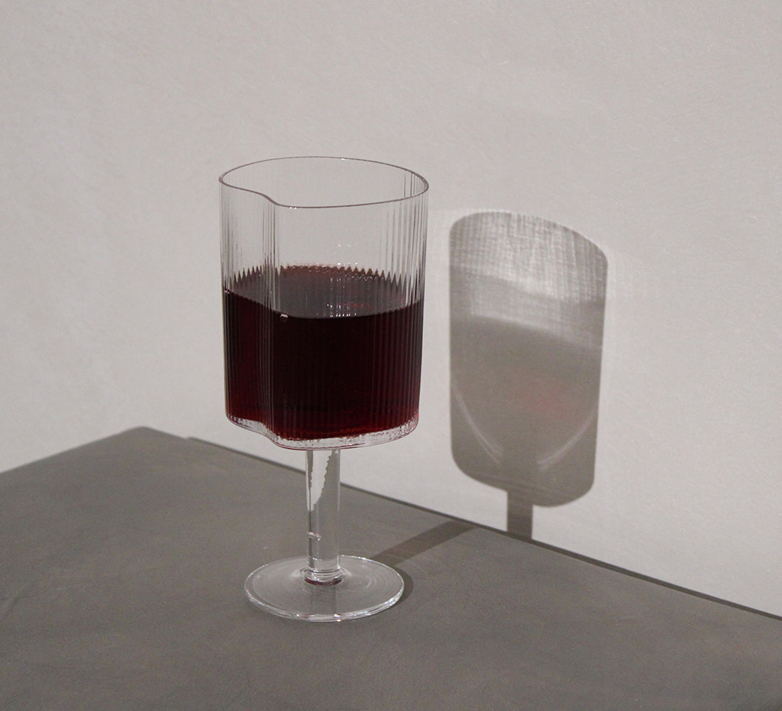Rippled Red Wine Glass