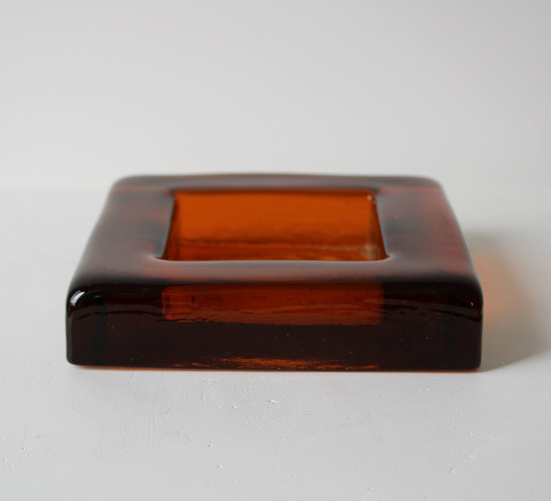 Amber Glass Dish Set of 2