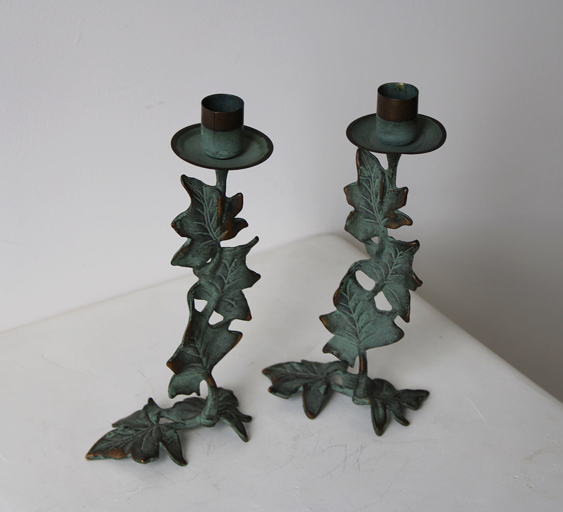 Brass Ivy Candlestick Holders | Set of 2
