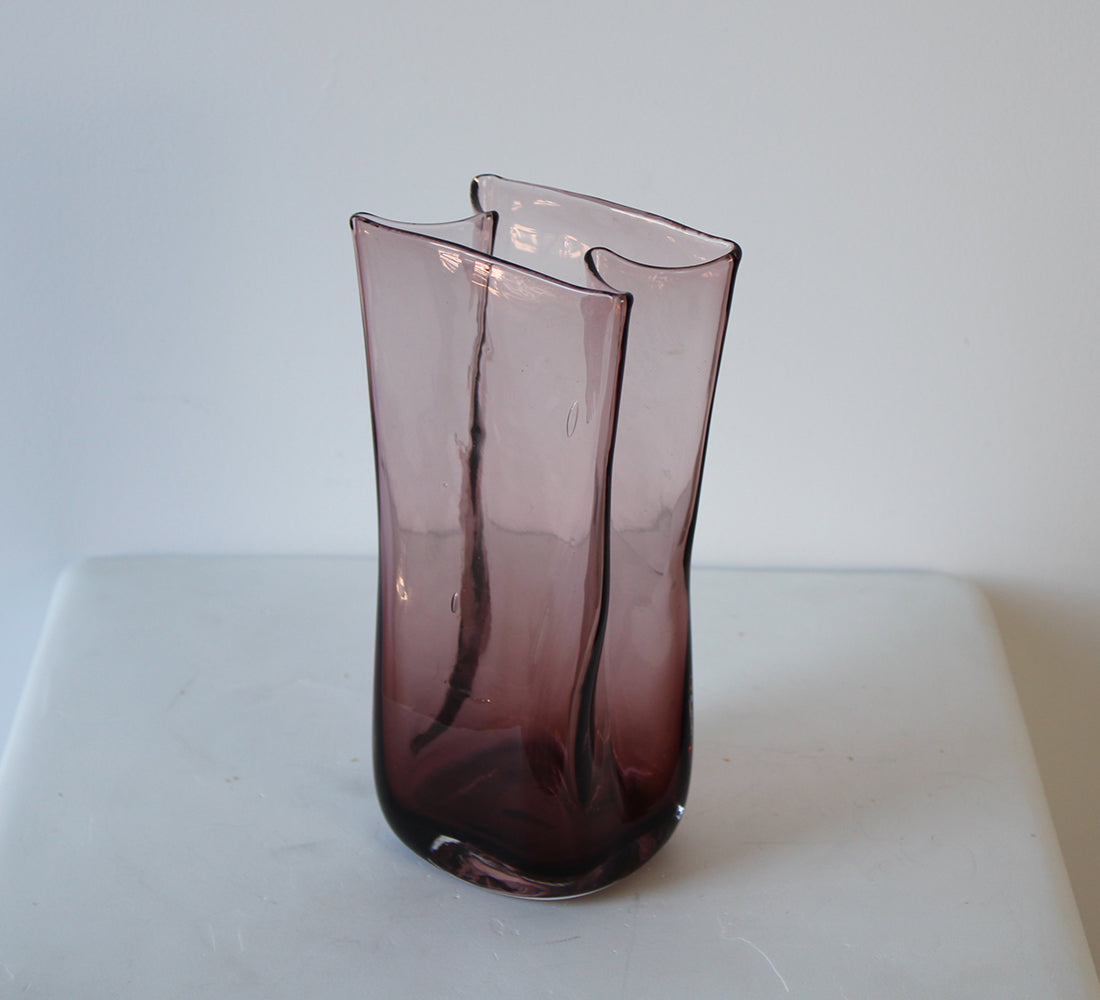 Amethyst Glass Paper Bag Vase