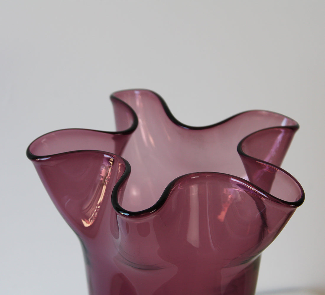 Amethyst Glass Ruffle Vase