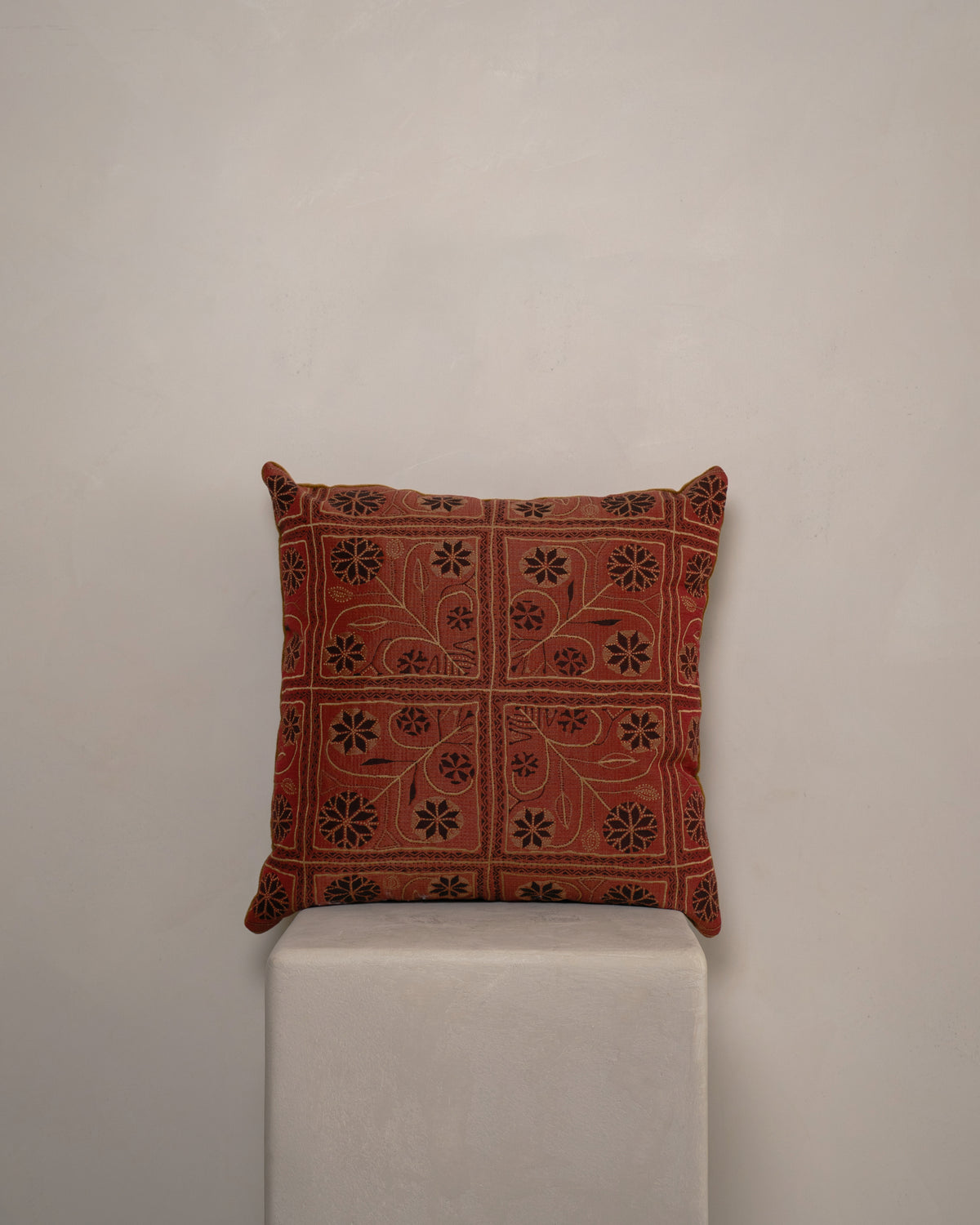 Embroidered Terracotta Pillow