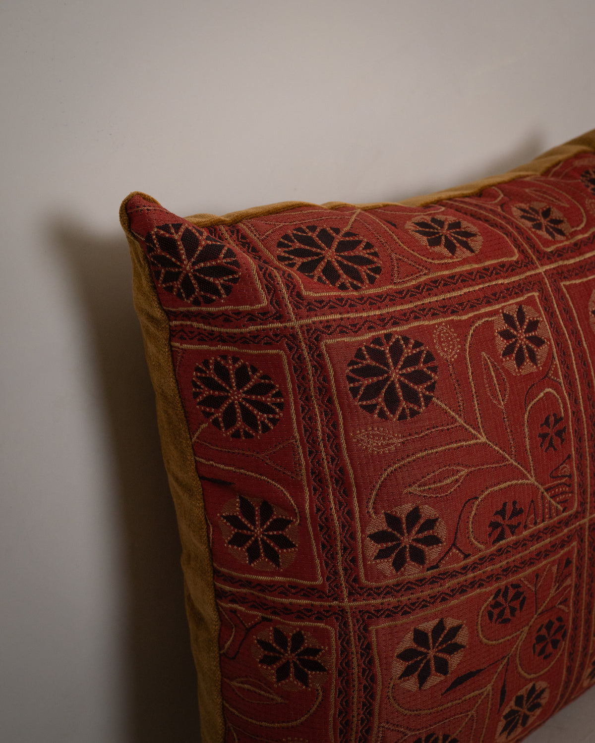 Embroidered Terracotta Pillow