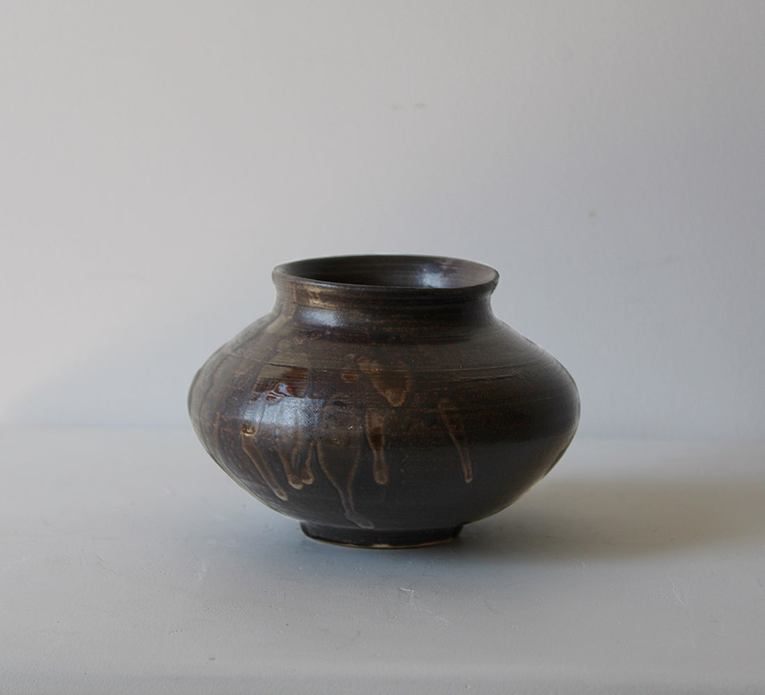 Dark Brown Drip Vase