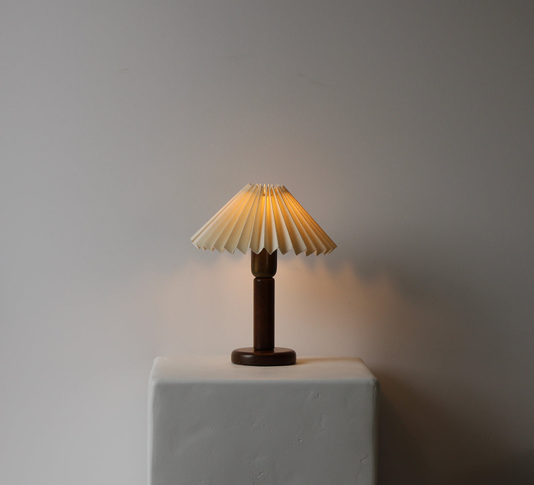 Wood and Brass Table Lamp