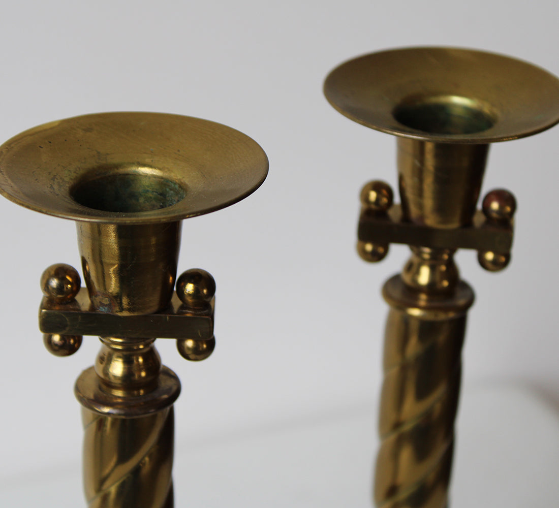Art Deco Brass Candlesticks | Set of 2