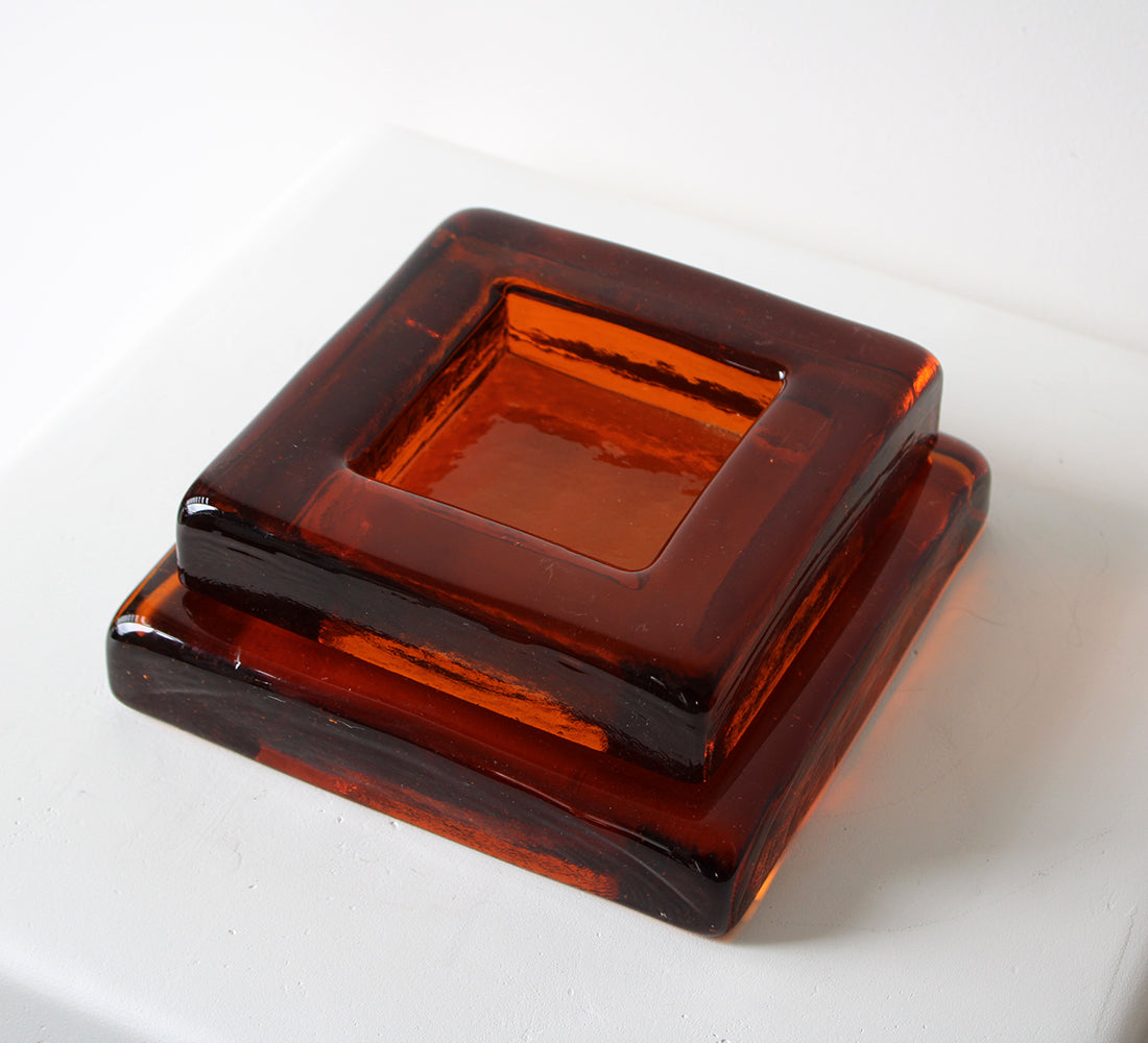 Amber Glass Dish Set of 2