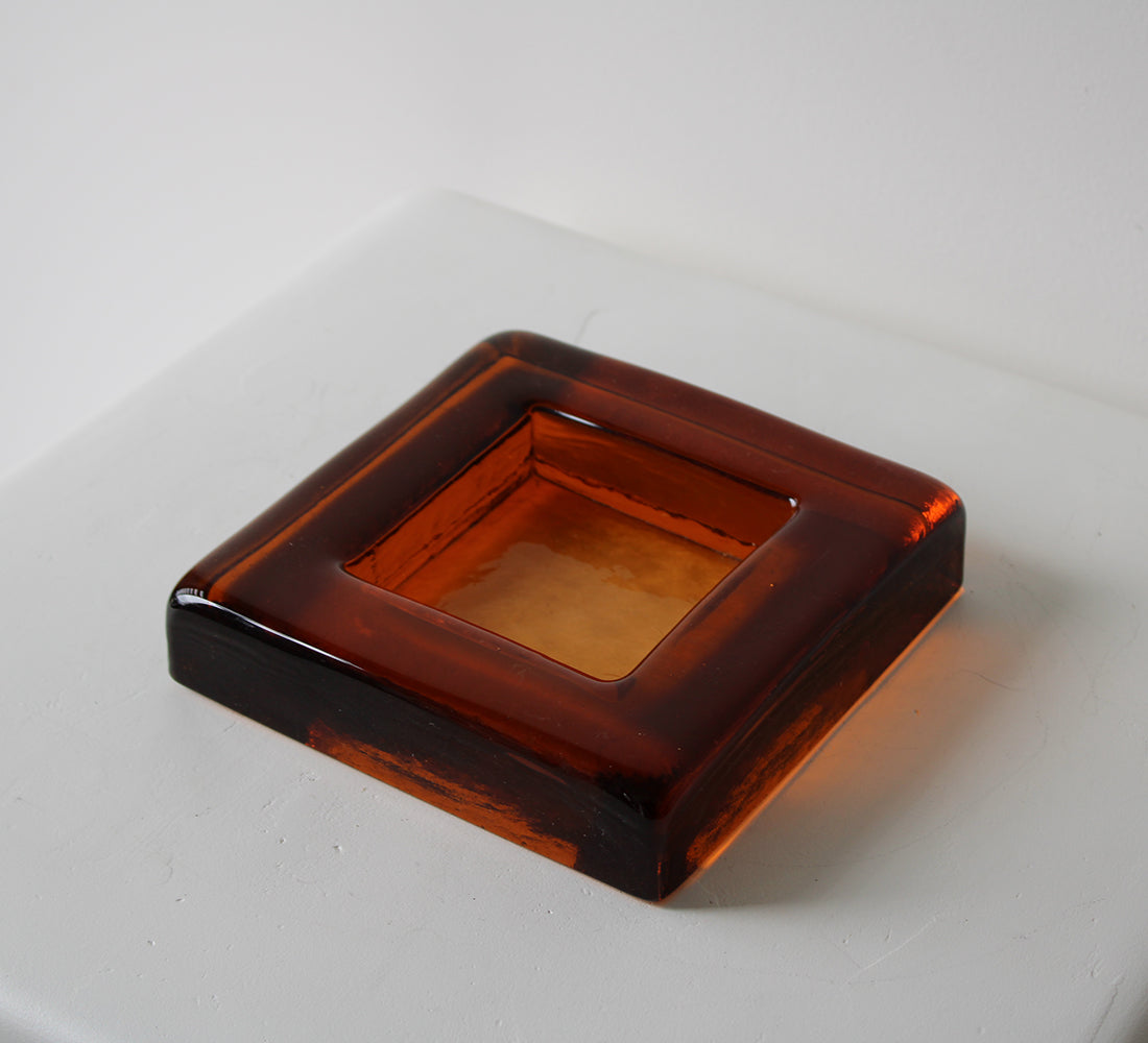 Amber Glass Dish Set of 2