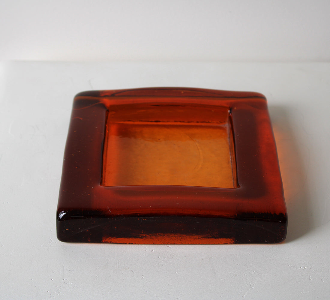 Amber Glass Dish Set of 2