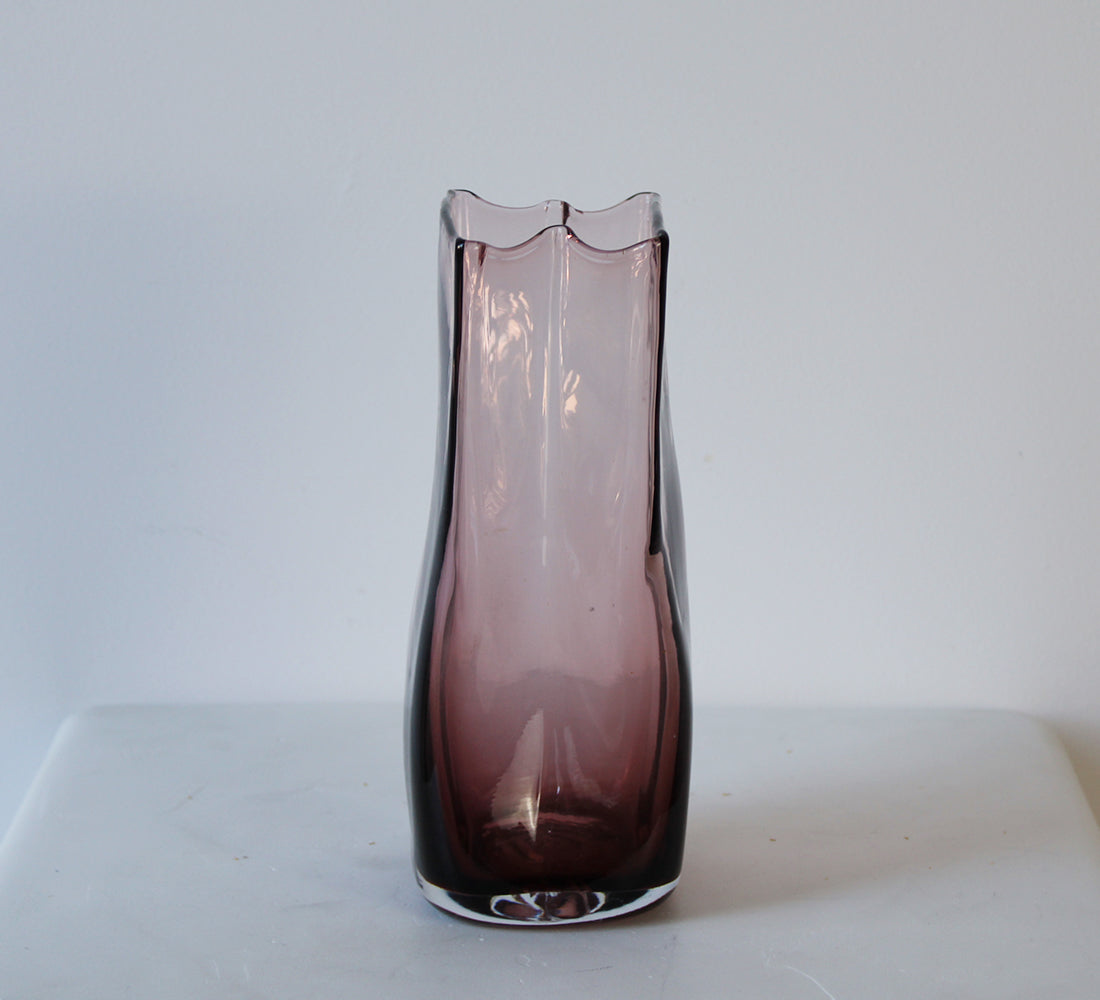 Amethyst Glass Paper Bag Vase