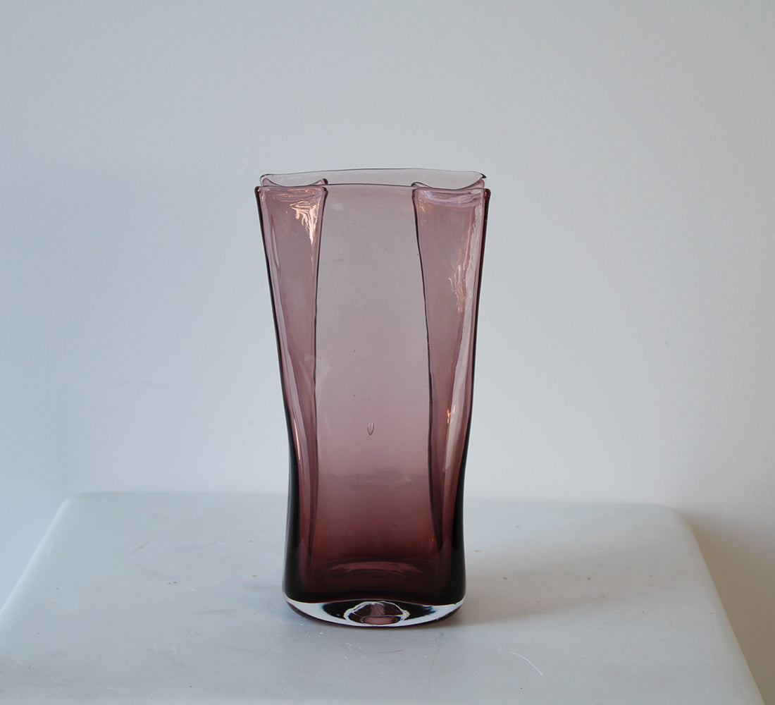 Amethyst Glass Paper Bag Vase