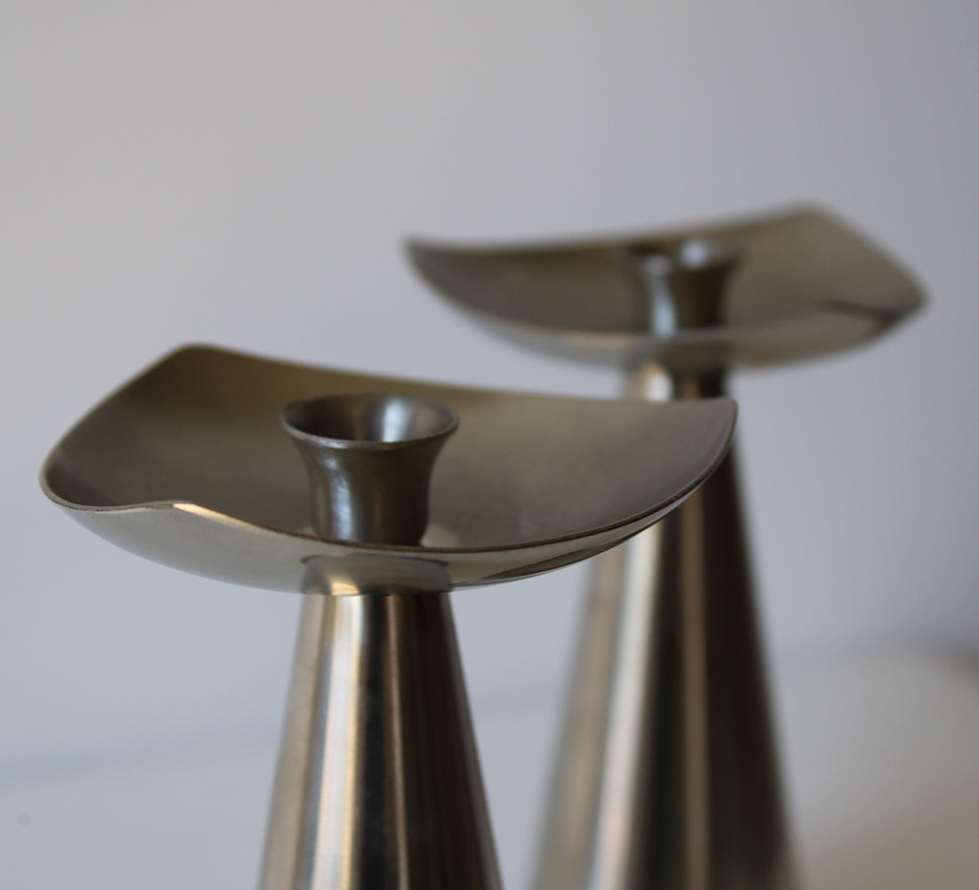 Mid-Century Pewter Candlesticks | Set of 2