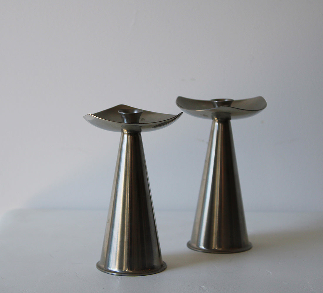 Mid-Century Pewter Candlesticks | Set of 2
