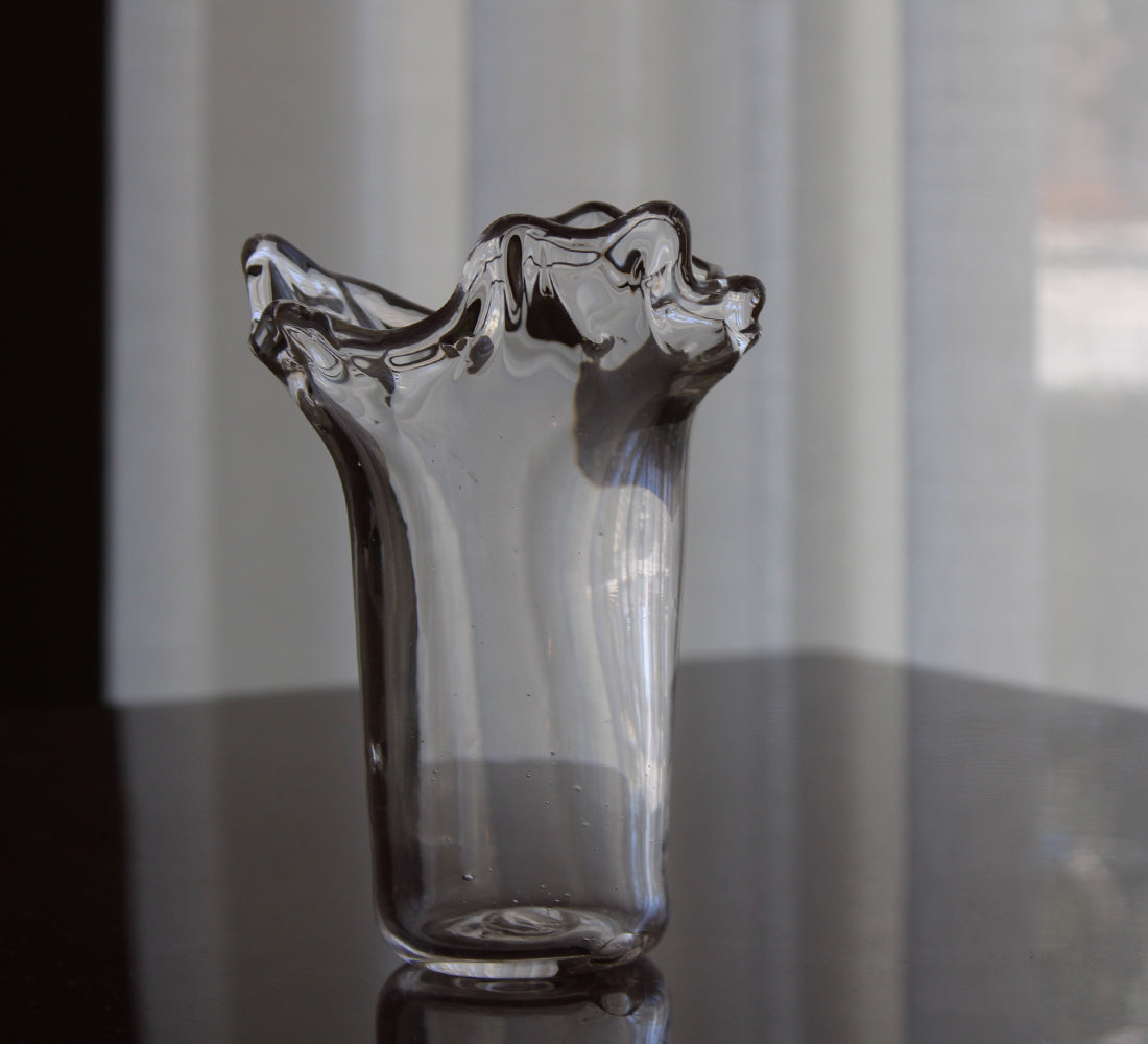 Wavy Rim Glass Vase