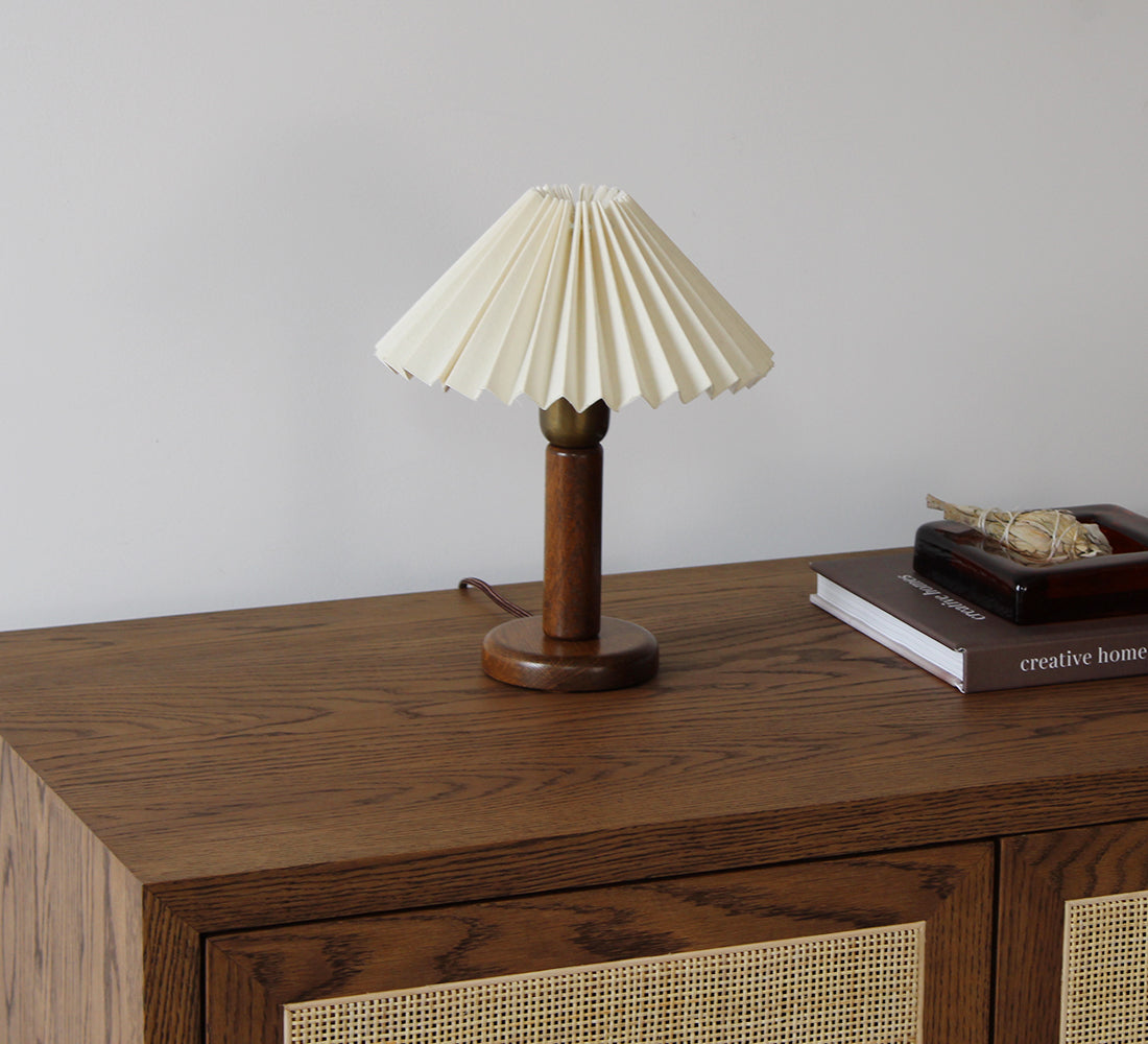 Wood and Brass Table Lamp