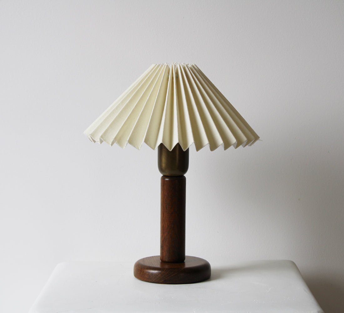 Wood and Brass Table Lamp